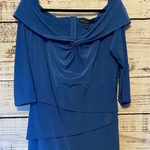 NWT White House Black Market Women's Sz 16 Sapphire Dress Boat Neck Tiered